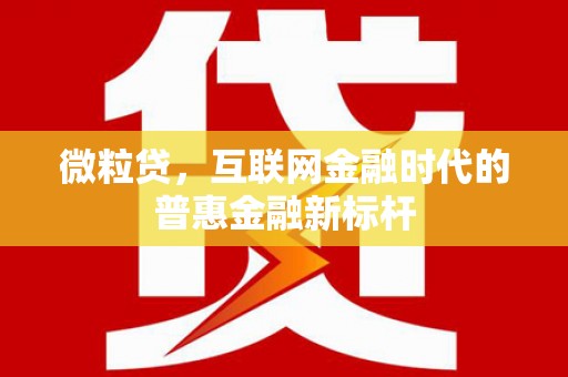 恒春微粒贷，互联网金融时代的普惠金融新标杆