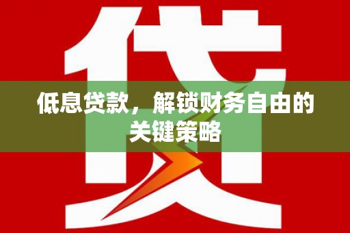 恒春低息贷款，解锁财务自由的关键策略