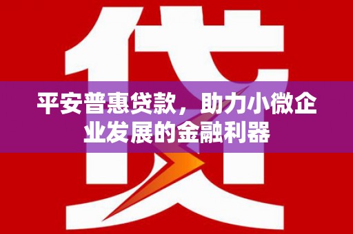 恒春平安普惠贷款，助力小微企业发展的金融利器